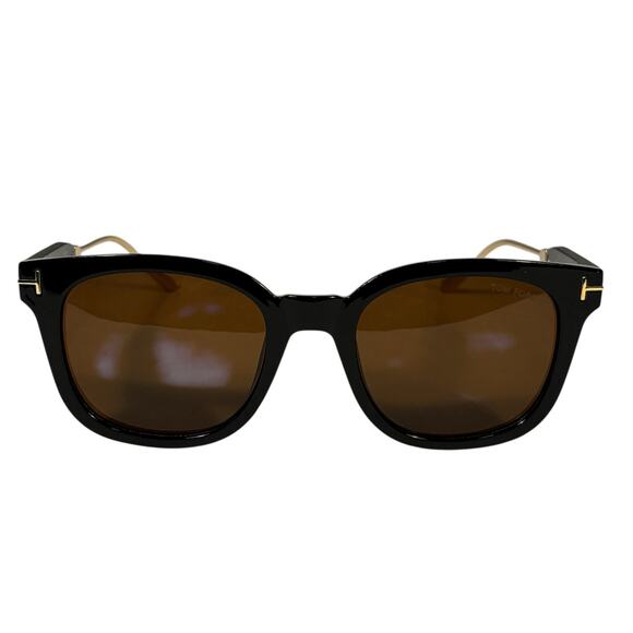 Tom Ford TF542-K Sunglasses Black Frame Brown Lenses Made in Italy 52-21 145 Tom Ford Wellington TF542-K Asian 53-21 145 52E Black Gold  main image 4